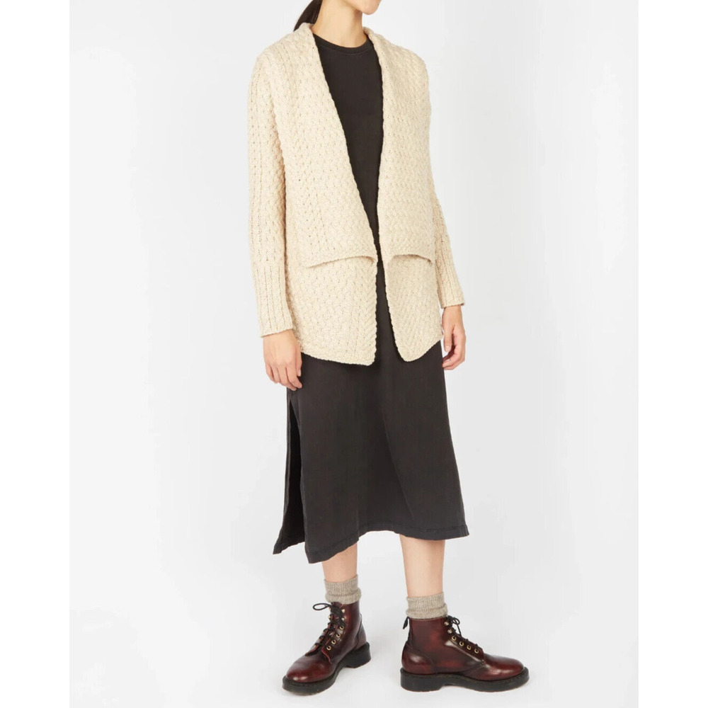 IrelandsEye Glenross Waterfall Cardigan Sweater Wool Natural Chunky Knit Medium - Picture 16 of 16